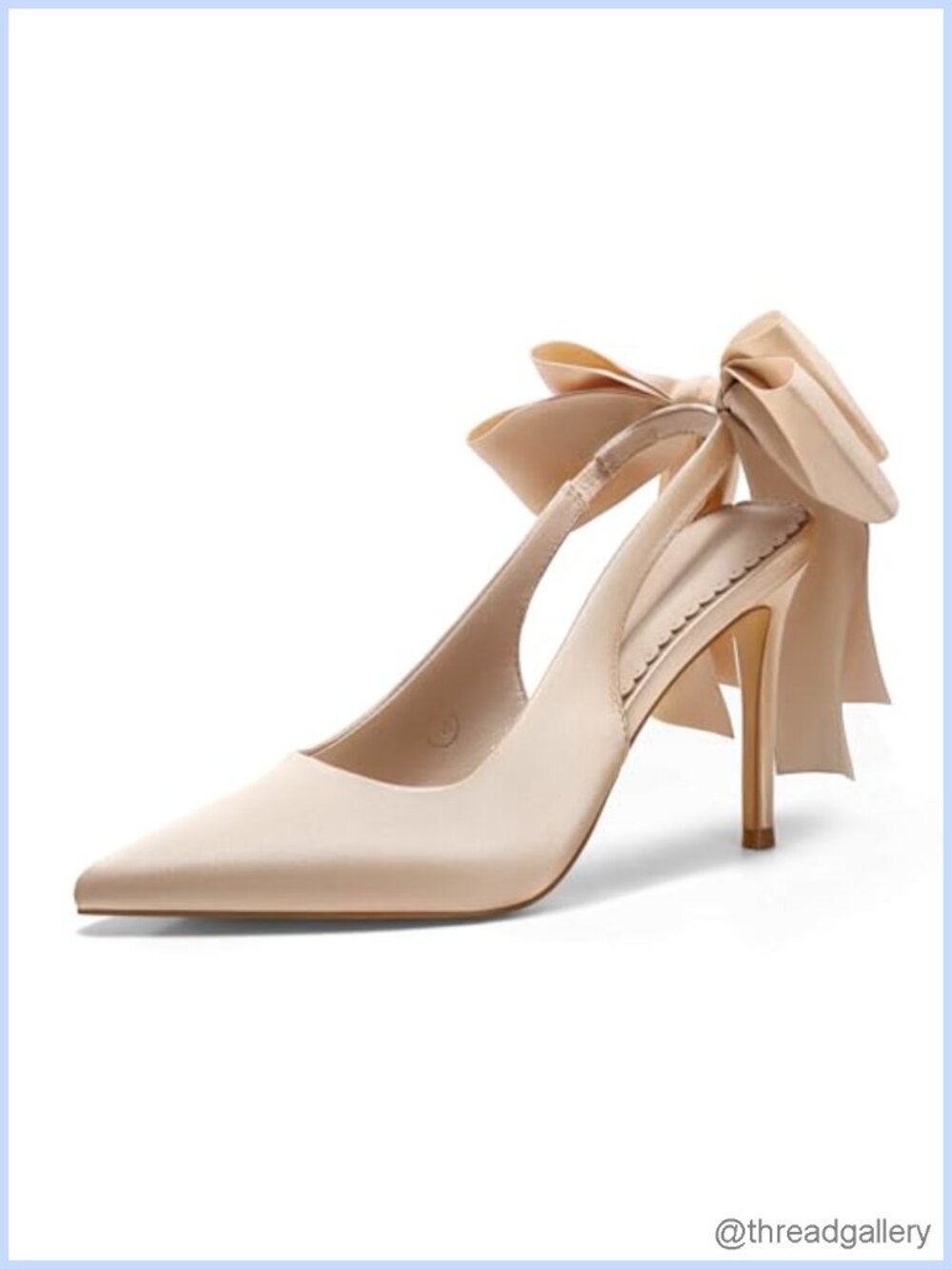 Satin Slingback High Heels Bow Pointed Toe Wedding Dress Pumps